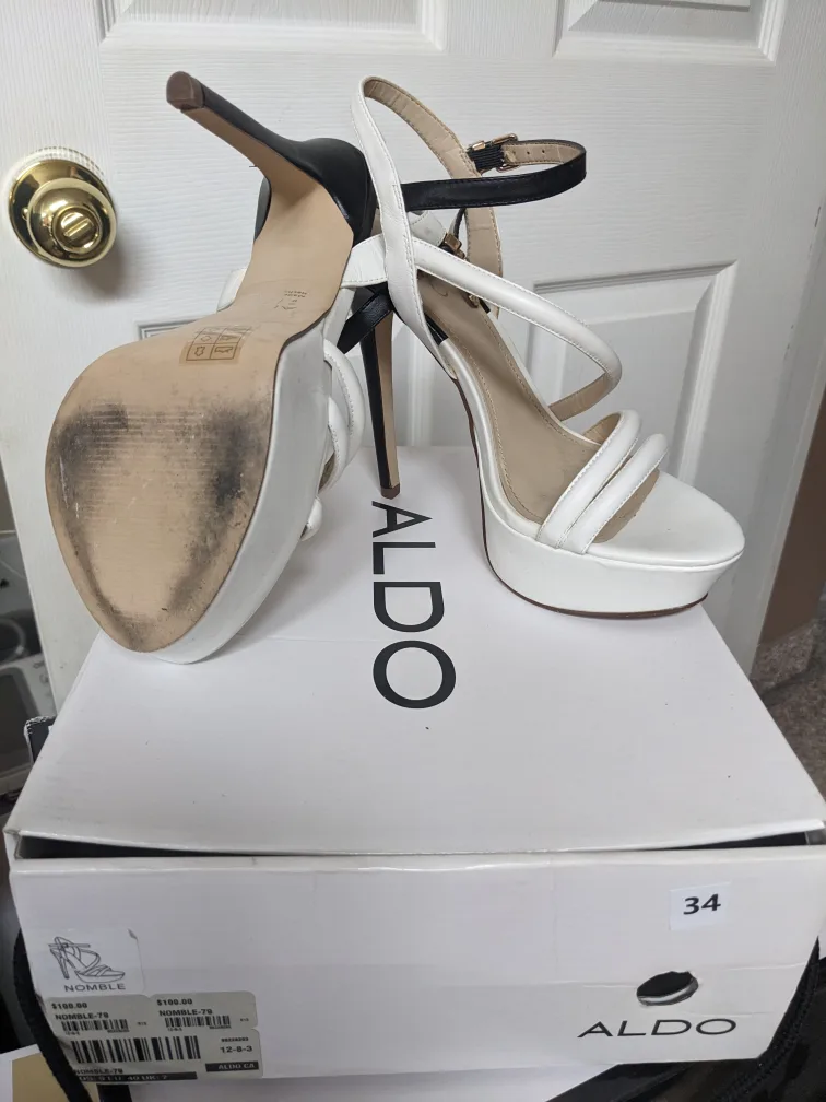 Aldo White and Black Platform Heels image indicator(3)