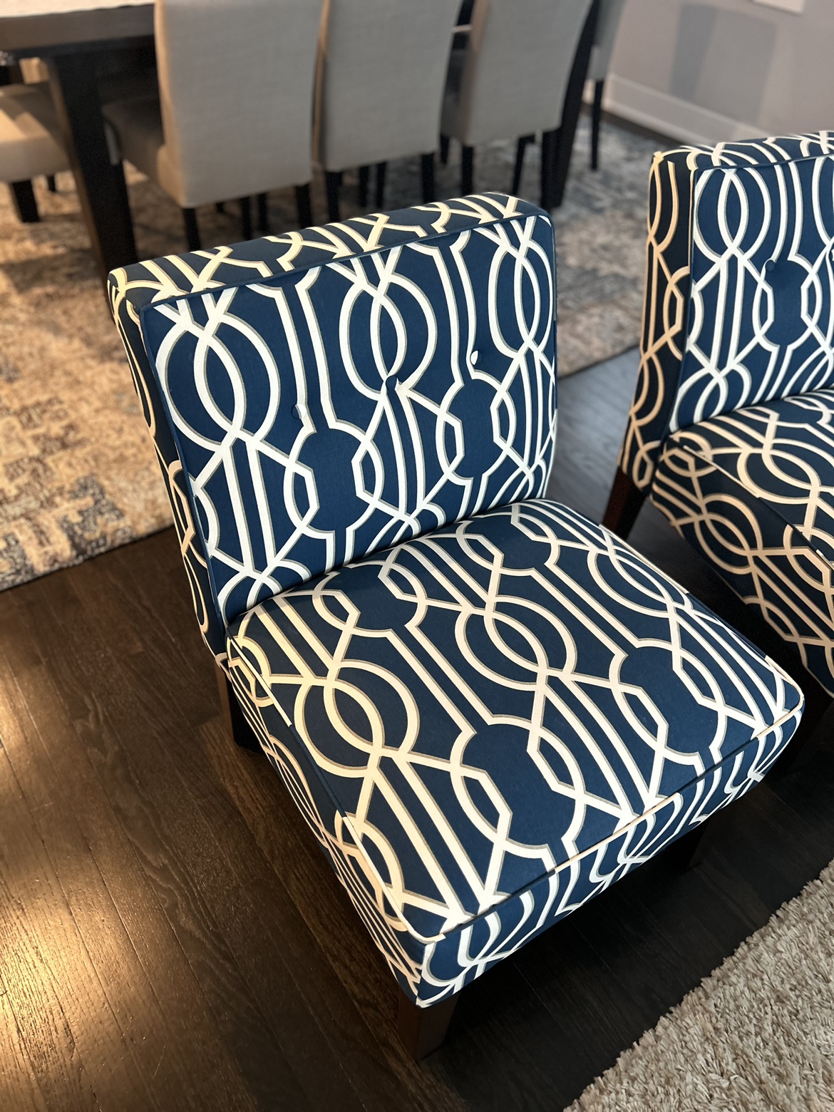 Blue and White Accent Chairs