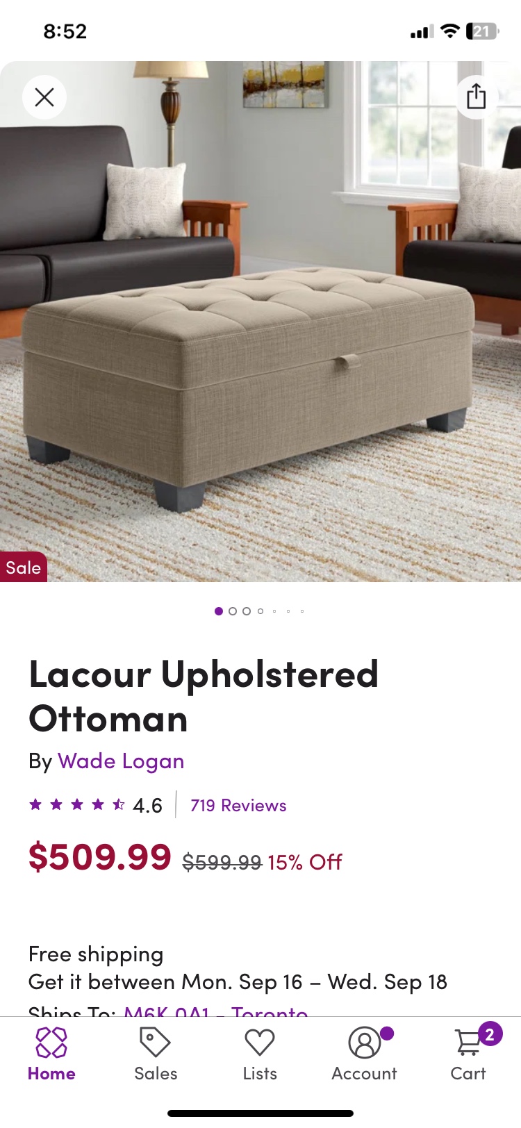Upholstered storage Ottoman
