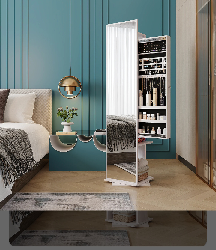Rotating Jewelry Armoire with Mirror and storage - photo 5