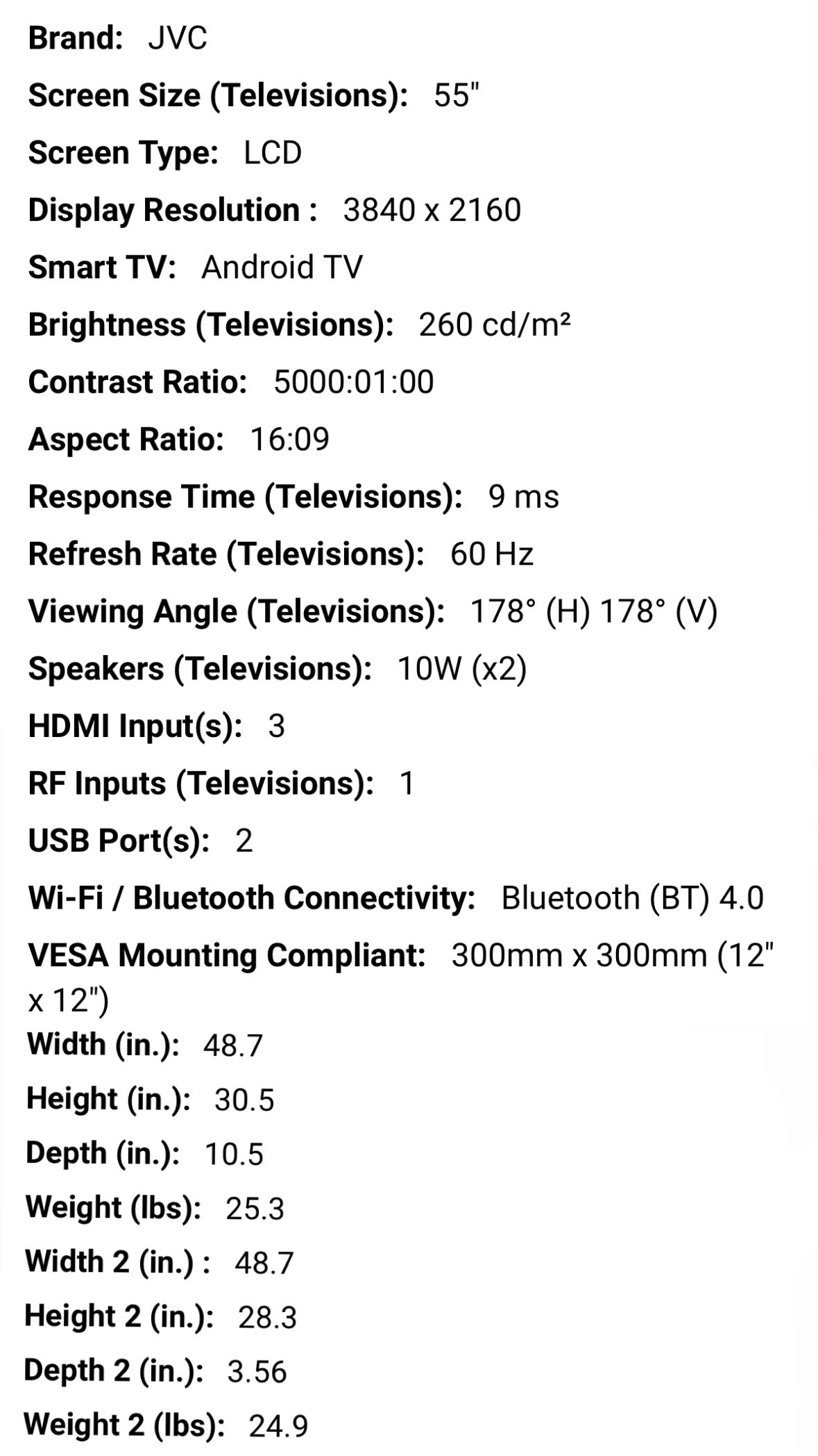 JVC 55" 4K UHD Android Smart TV - photo 4