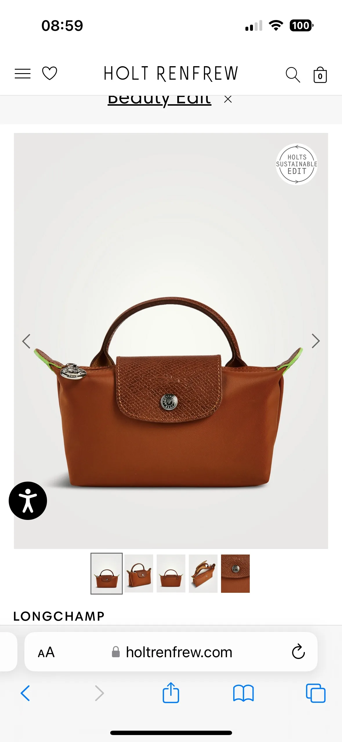 Longchamp Le Pliage Green Trim Mini Bag thumbnail