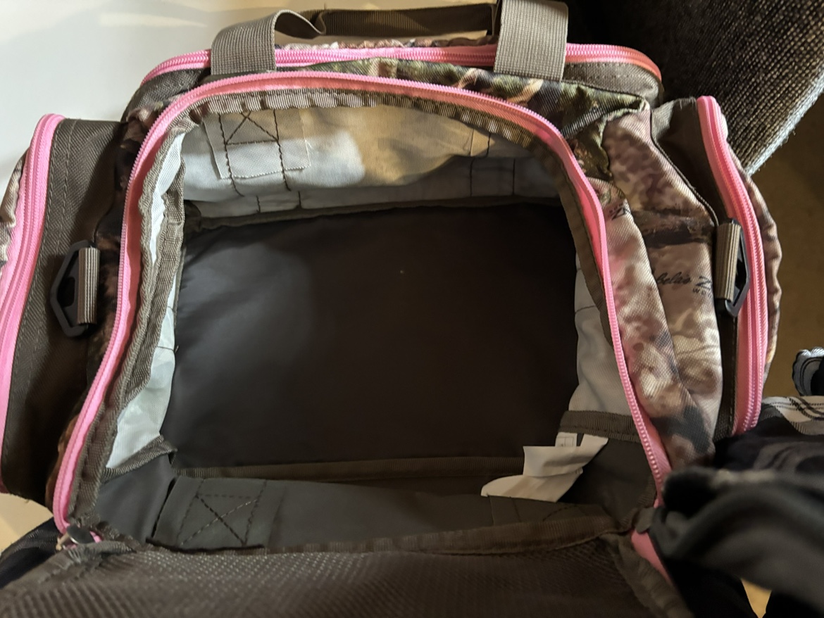 Cabelas Pink and Camo Duffle Bag
