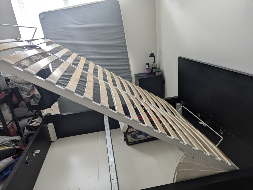 IKEA hydraulic lift-up queen bed with storage