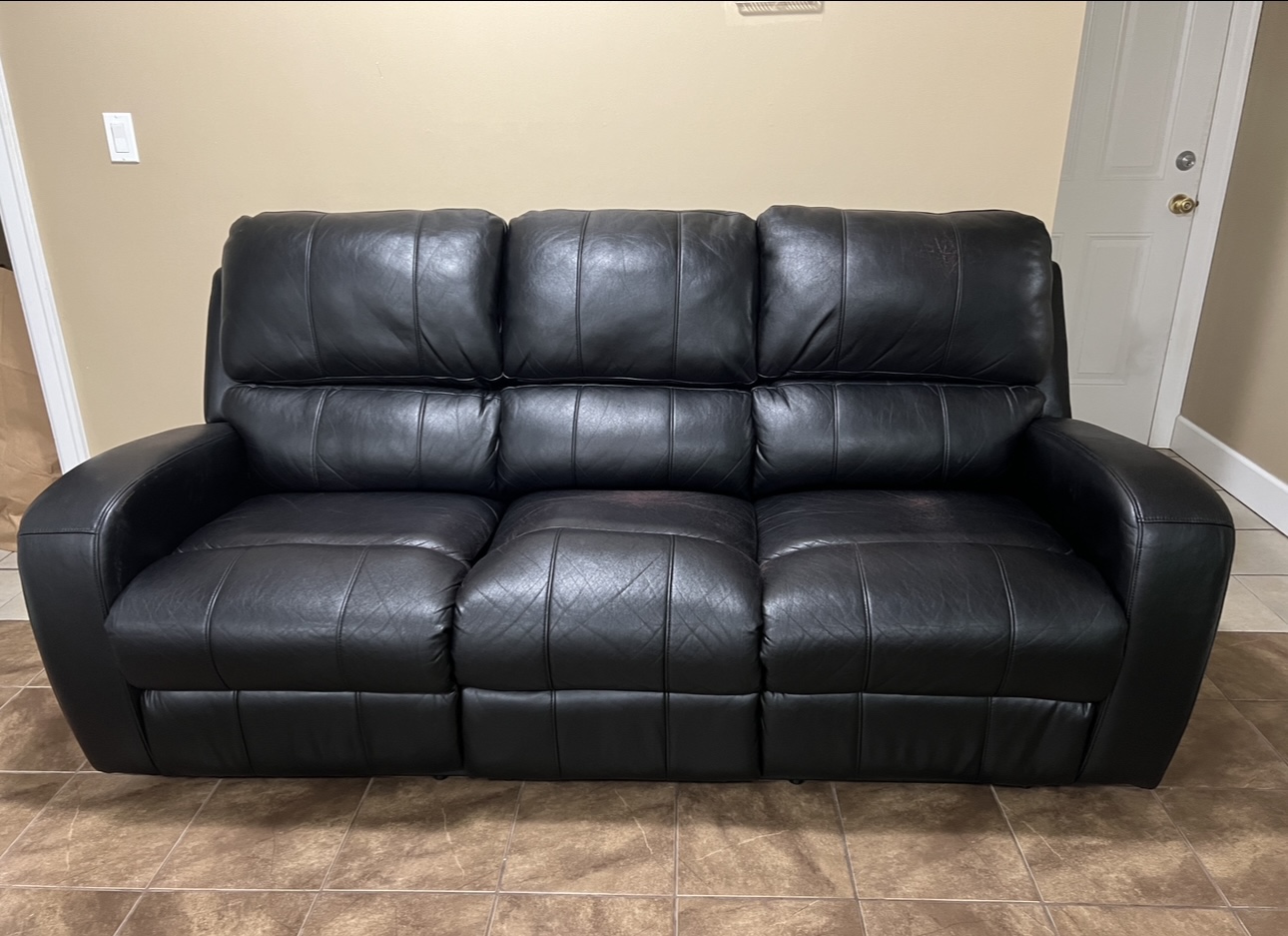Black Leather Recliner Sofa