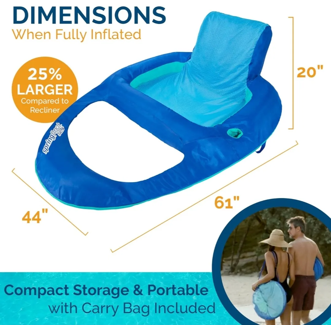 SwimWays Spring Float XL Recliner Chair for Swimming Pool image indicator(6)