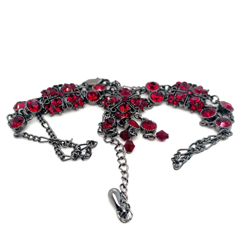 Red Rhinestones Choker Necklace with 3” extender image indicator(5)