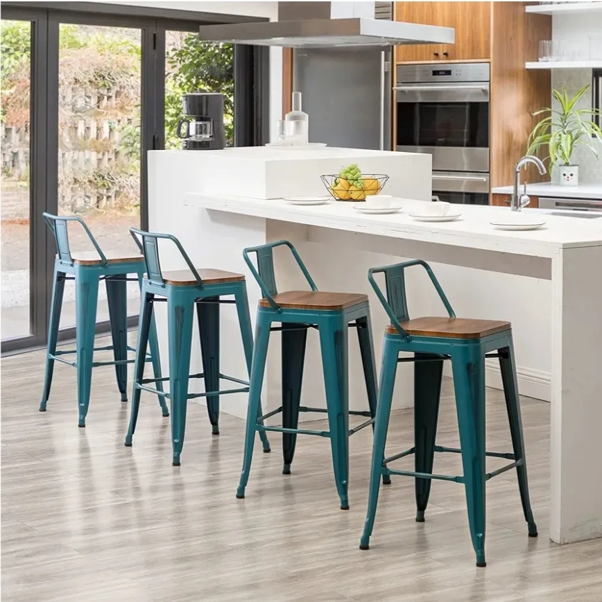 Distressed Teal Barstool Set of Four image indicator(4)