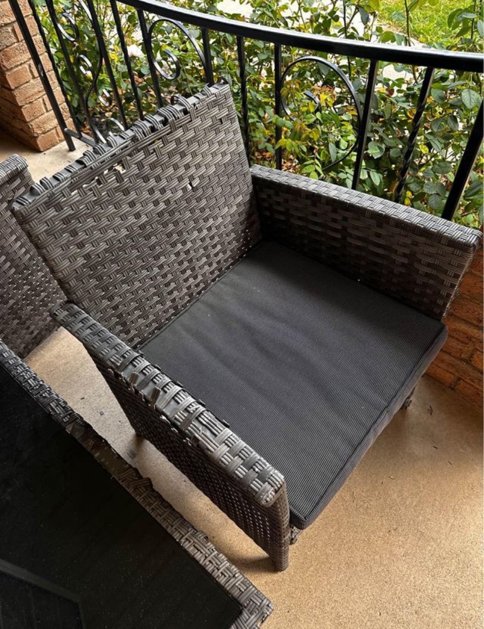 Wicker Patio Furniture Glass Top Table and Chair with Cushion - photo 5