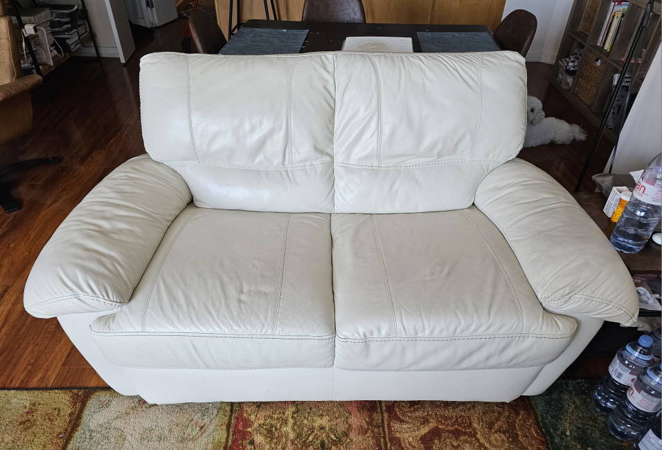 White Leather Love Seat