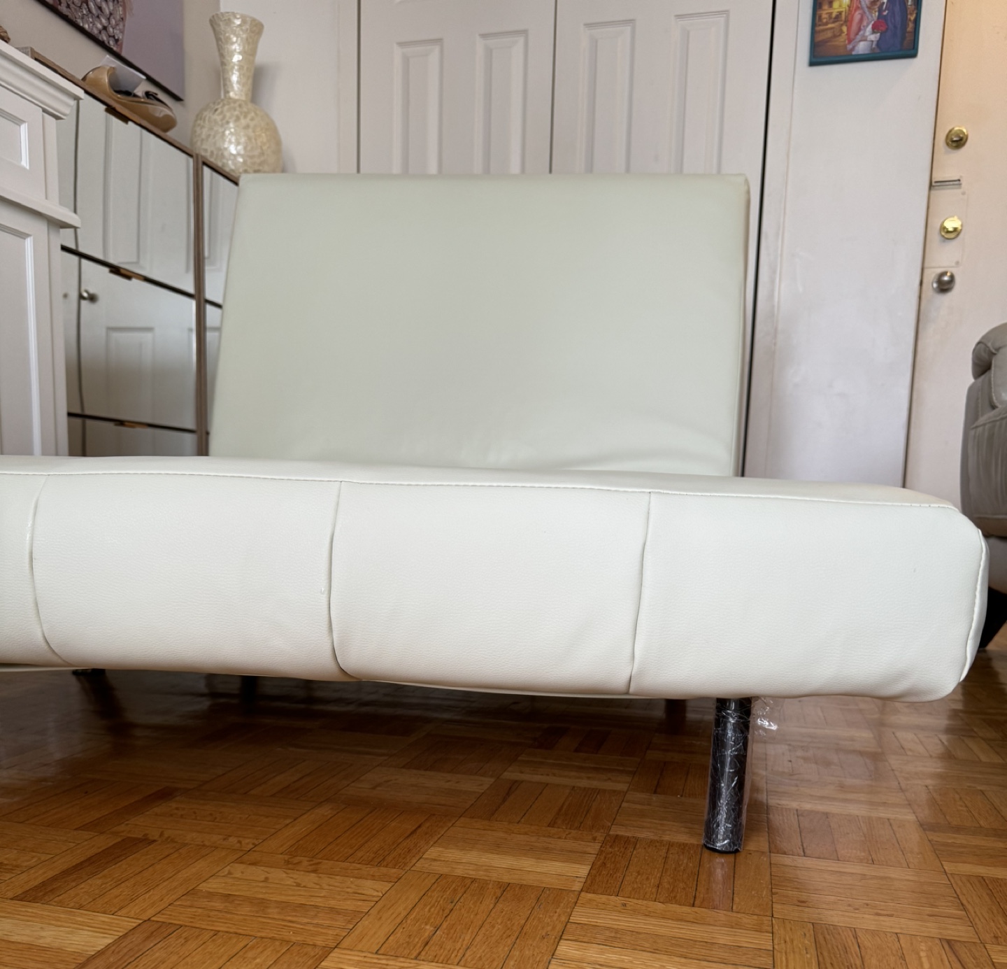 White Futon Sofa Bed Faux Leather - photo 2