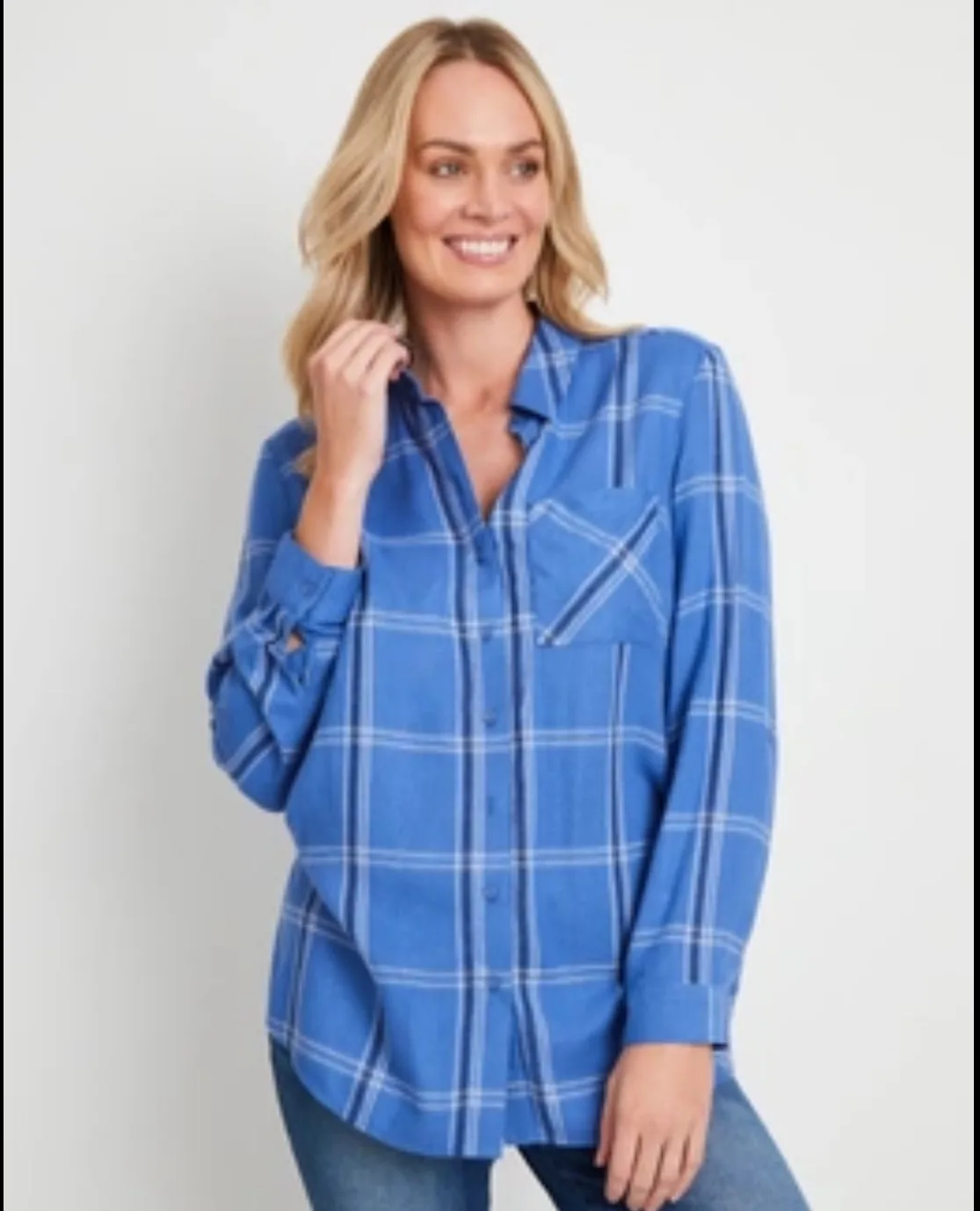 Northern Reflections Blue Plaid Button-Up Shirt image indicator(2)