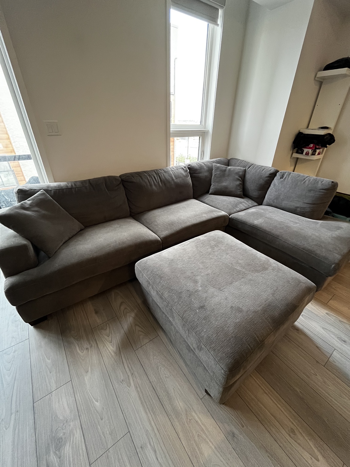 Grey Sectional Sofa with Ottoman (Costco)