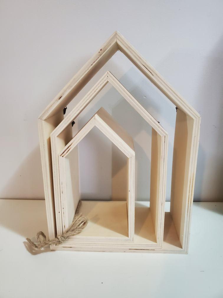 Set of 3 Hanging Wooden Shadow Boxes...New
