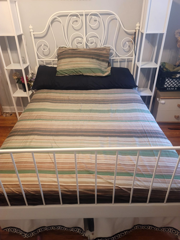 White Metal Double Bed Frame