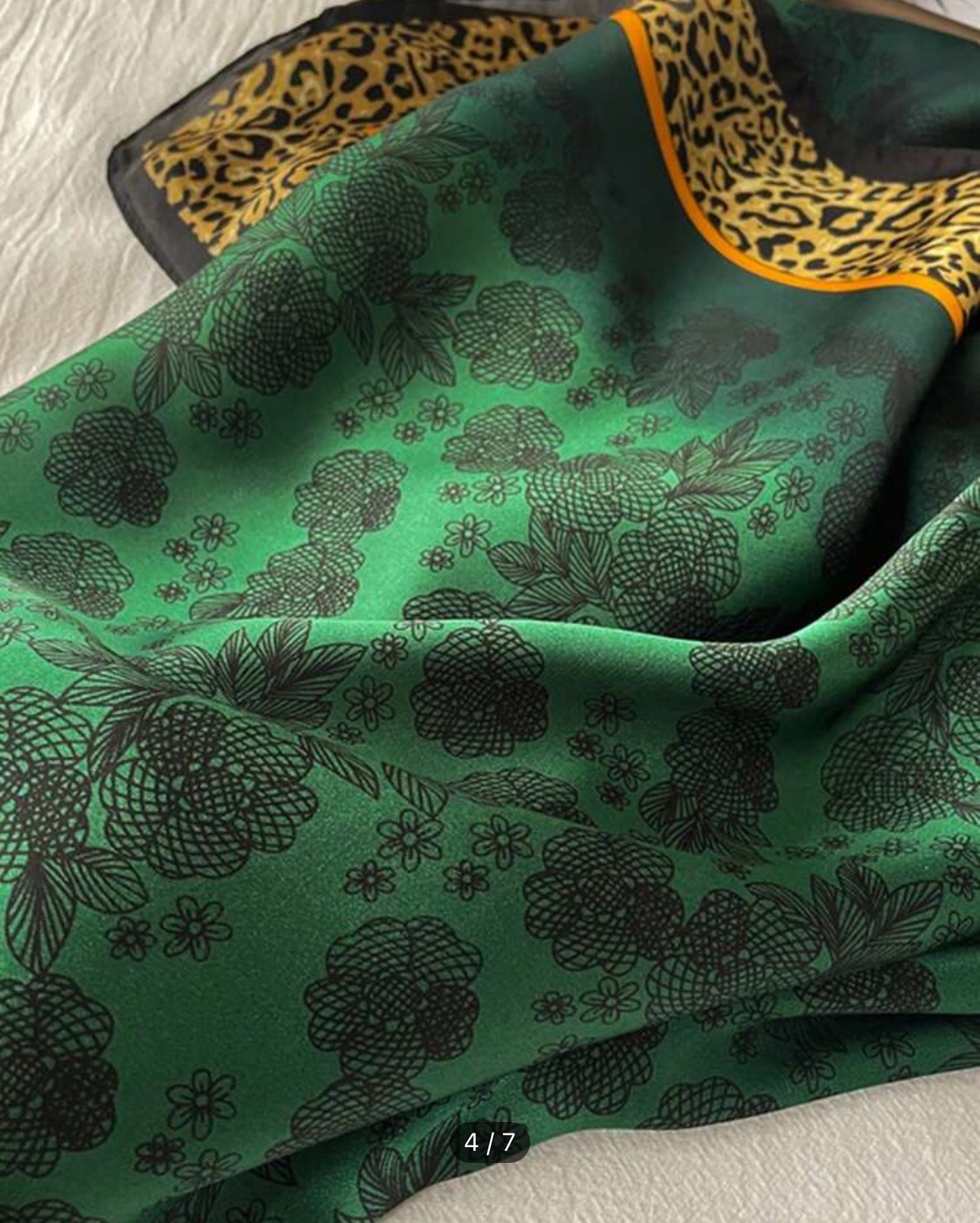 Brand new Green Black Edge Leopard Print 70 Imitation Silk - photo 2