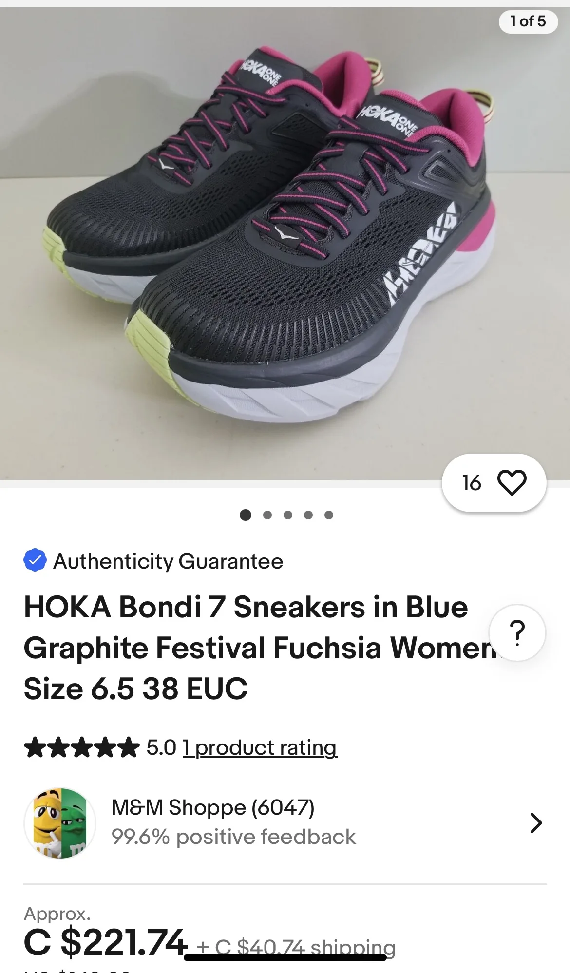 🍓REG $220+ NEW IN BOX! HOKA One Bondi Festival Fuschia image indicator(4)