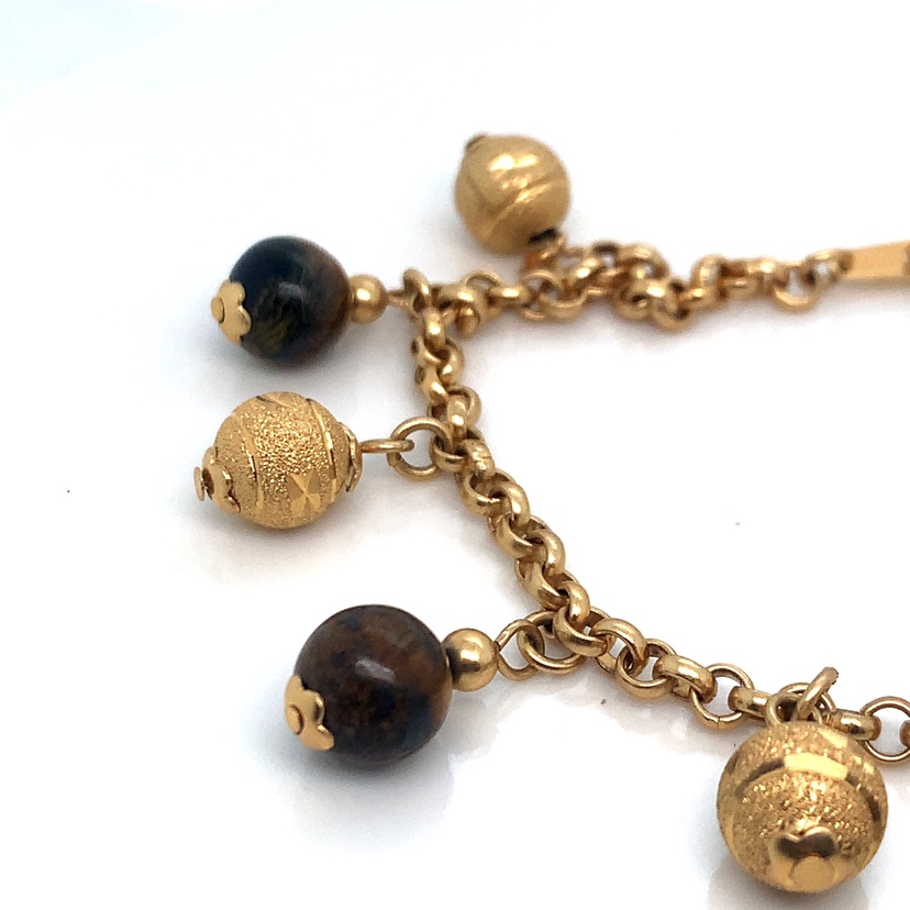 Gold Bracelet with Tiger's Eye Beads - photo 4