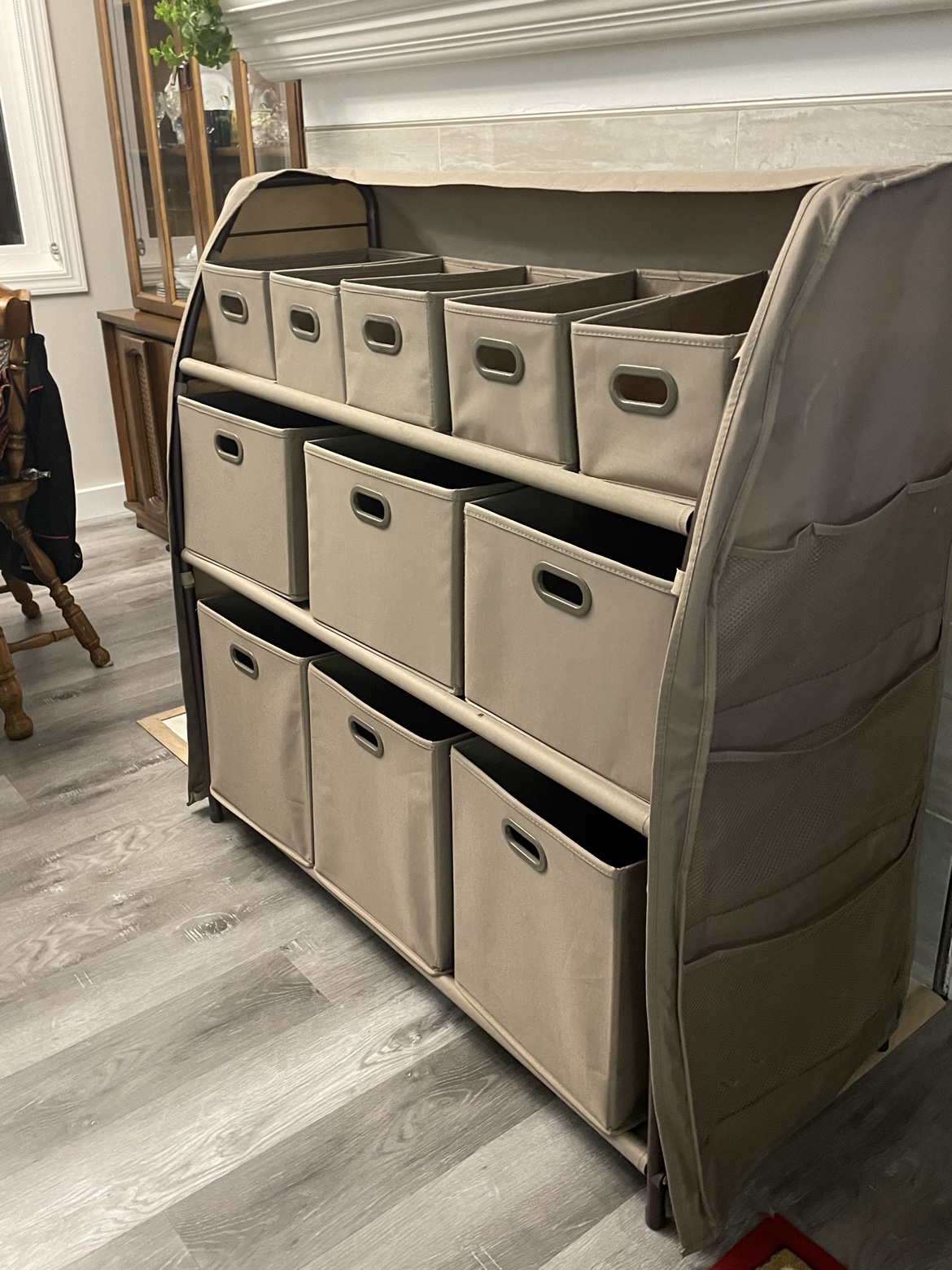 Storage Shelf with Fabric Bins