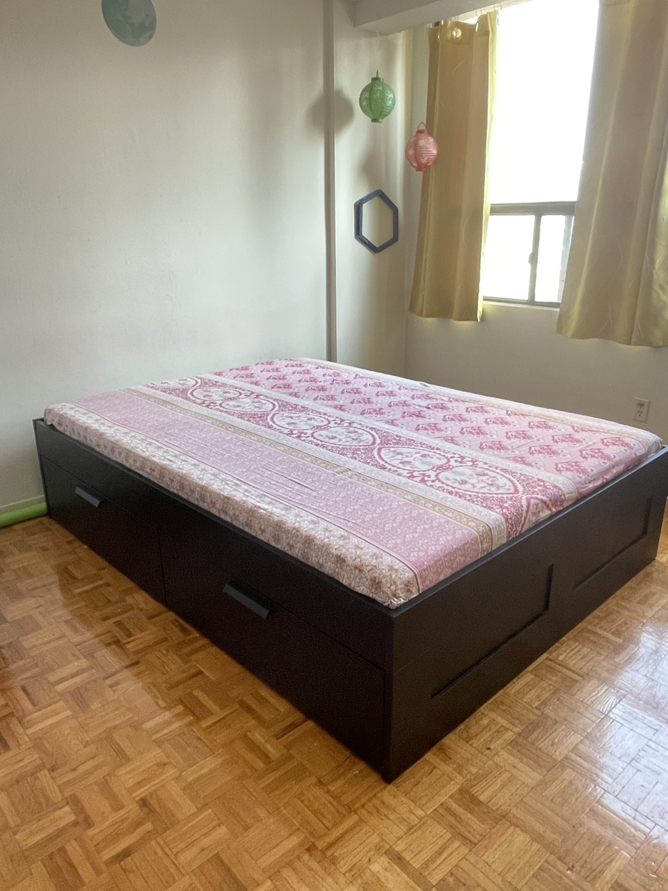 IKEA BRIMNES (Queen size) Bed frame with 4 drawers with mattress