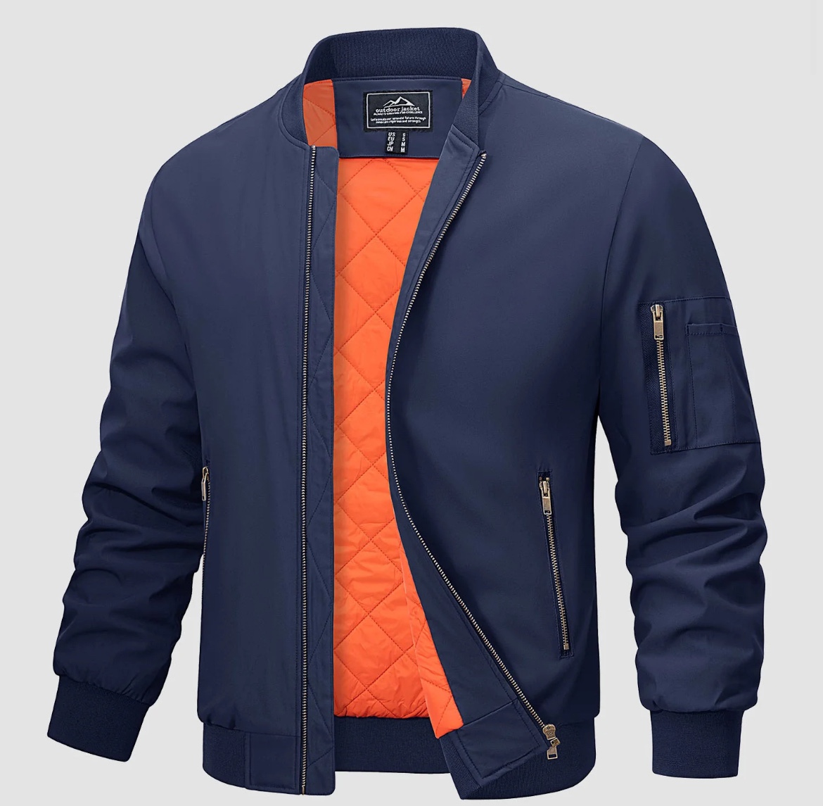 NEW! MagcoMsen Blue Bomber Jacket with Pockets