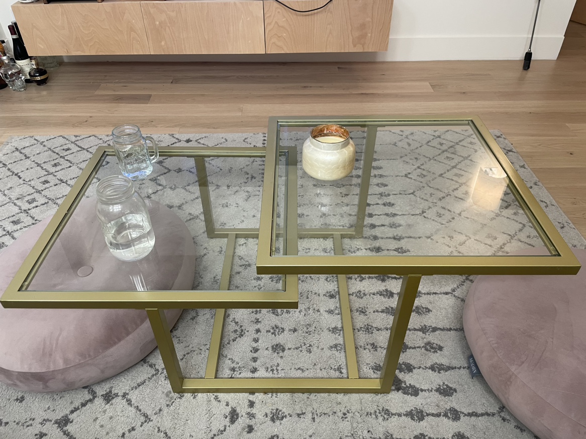 Mid-Century Gold and Glass Coffee Table - photo 2