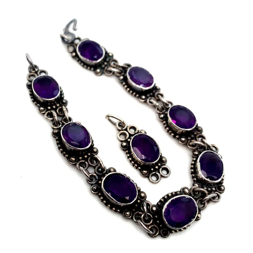 Sterling silver Amethyst Bracelet with Pendant image indicator(5)