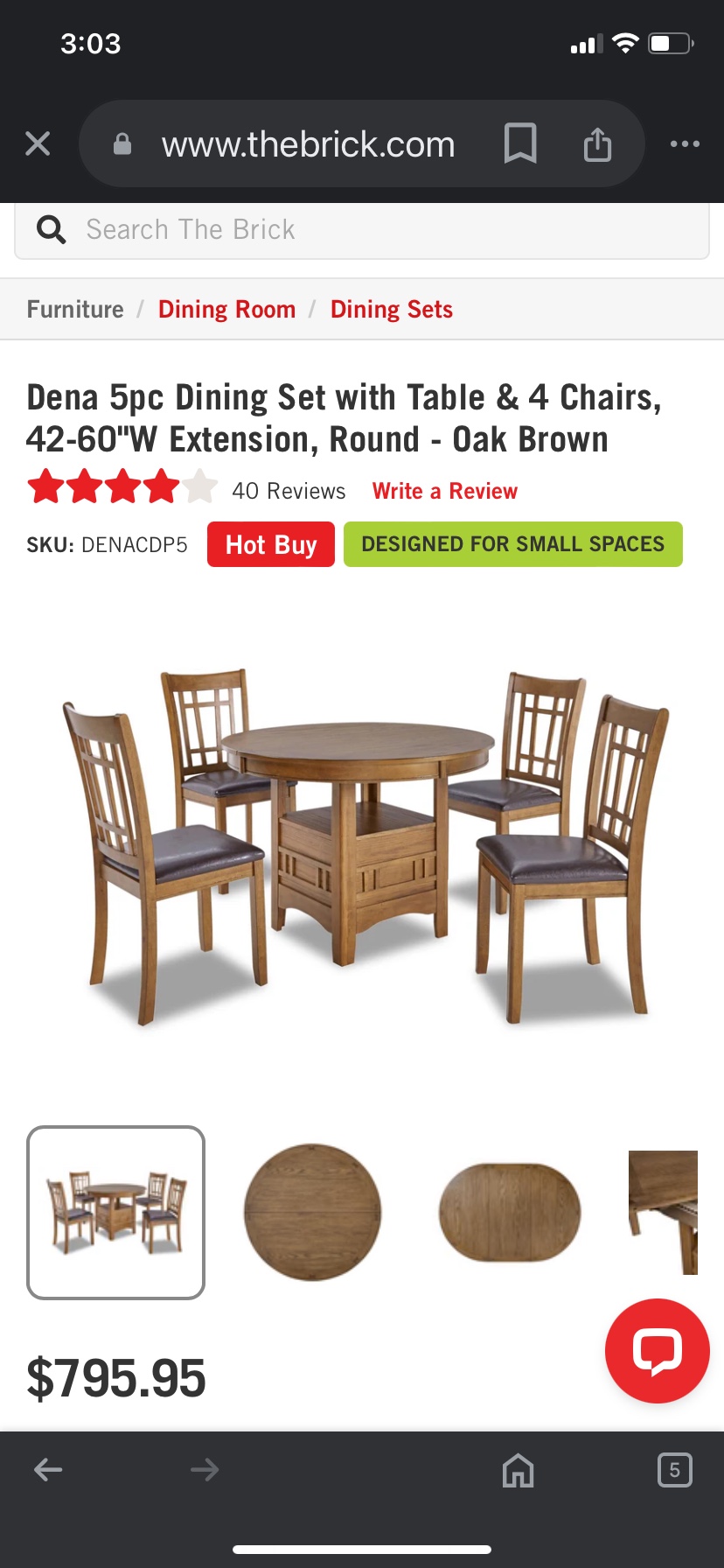 5pc Dining Set with Table and 4 Chairs - photo 3