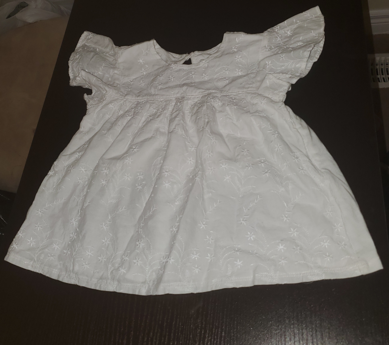 White Embroidered Toddler Babydoll Shirt