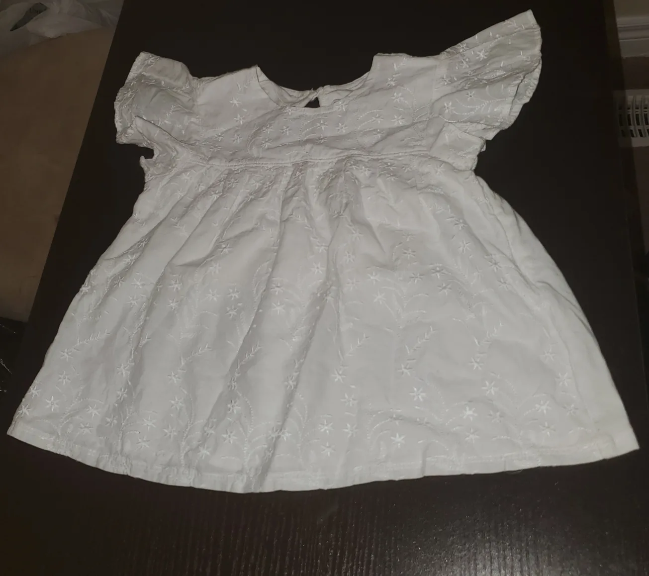 White Embroidered Toddler Babydoll Shirt thumbnail