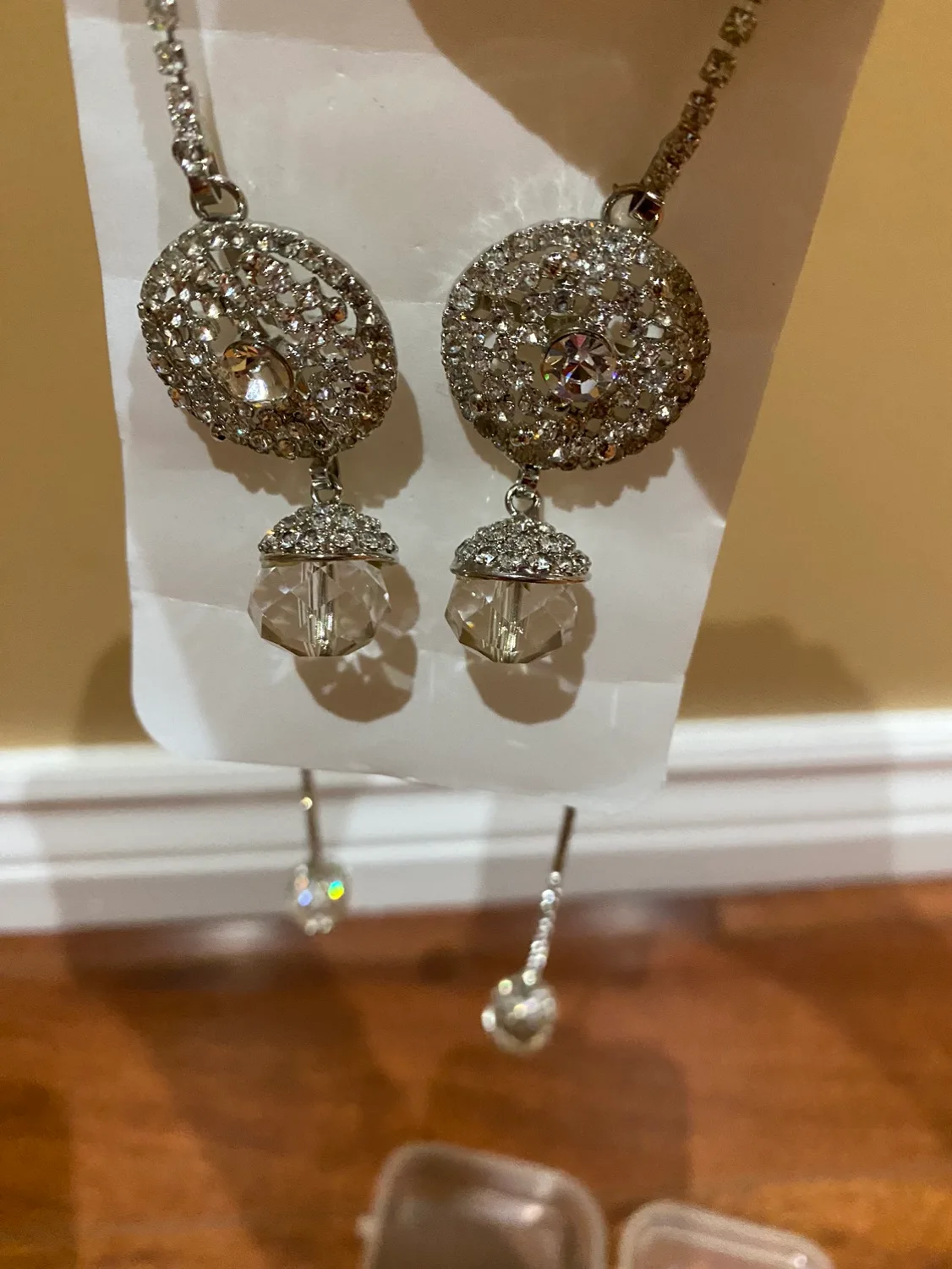 Crystal and Rhinestone Dangle Earrings image indicator(2)
