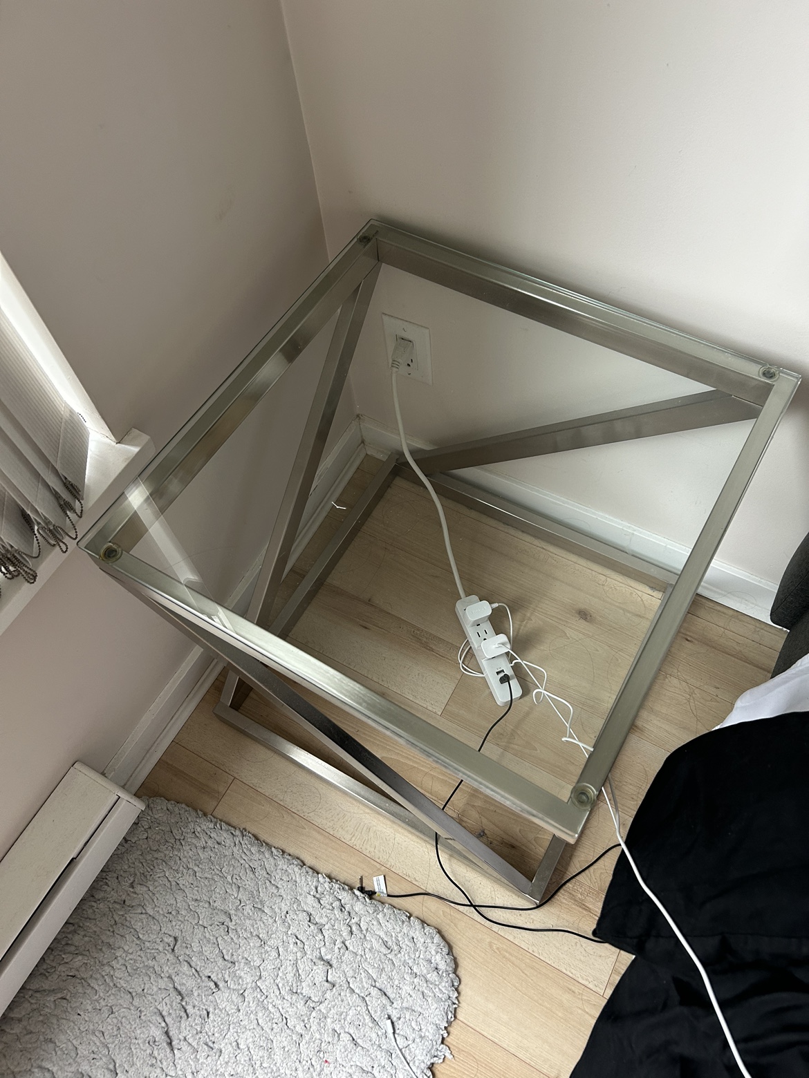 Glass and Metal End Table - photo 2
