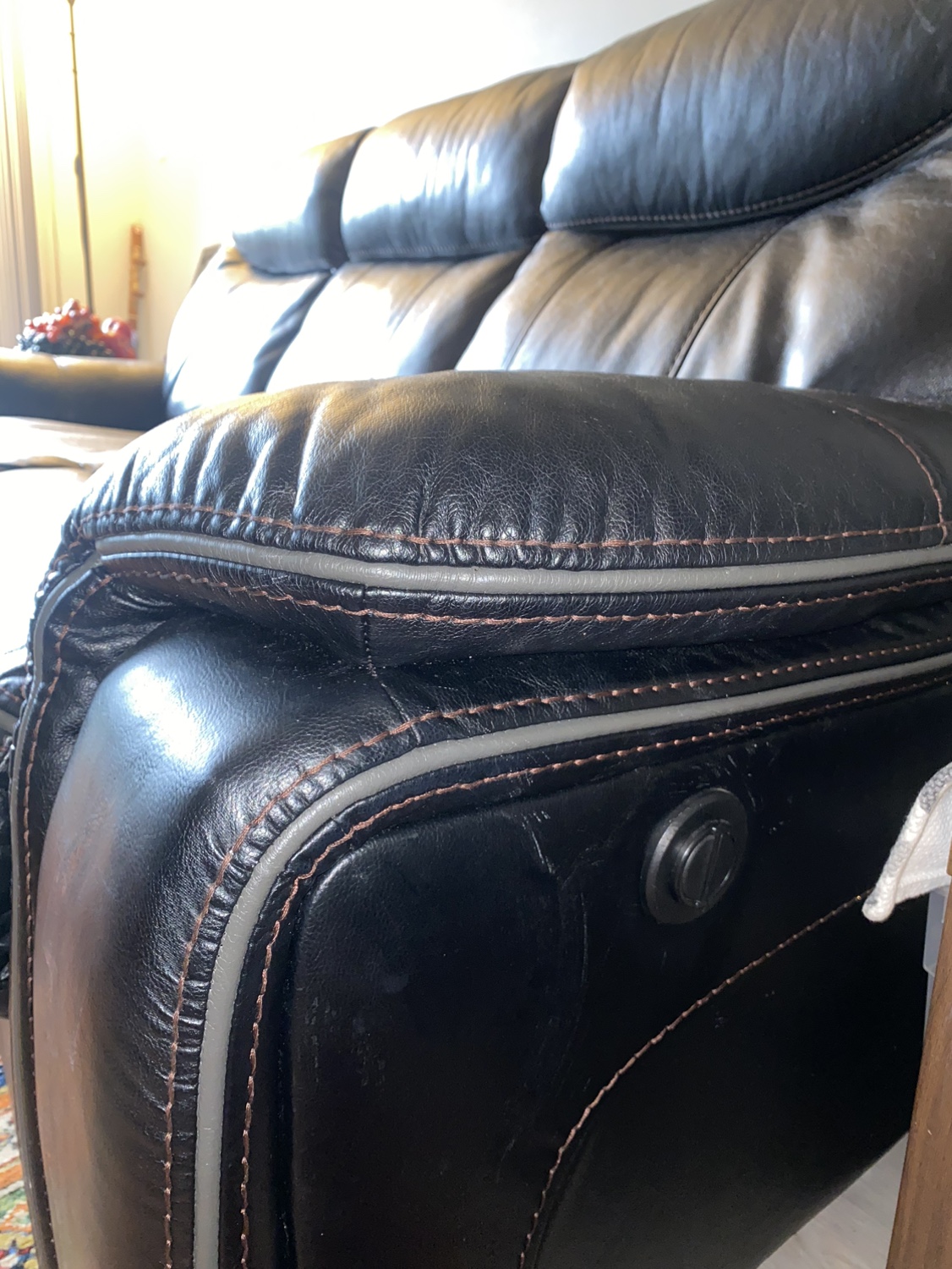 Black Leather Recliner Sofa - photo 3