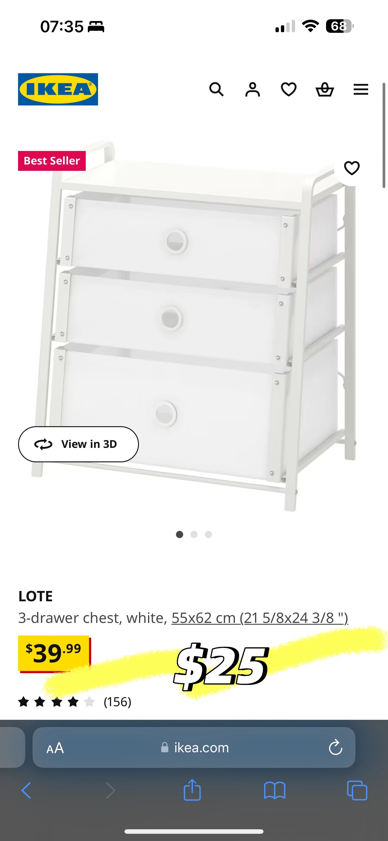 IKEA LOTE 3-Drawer Chest