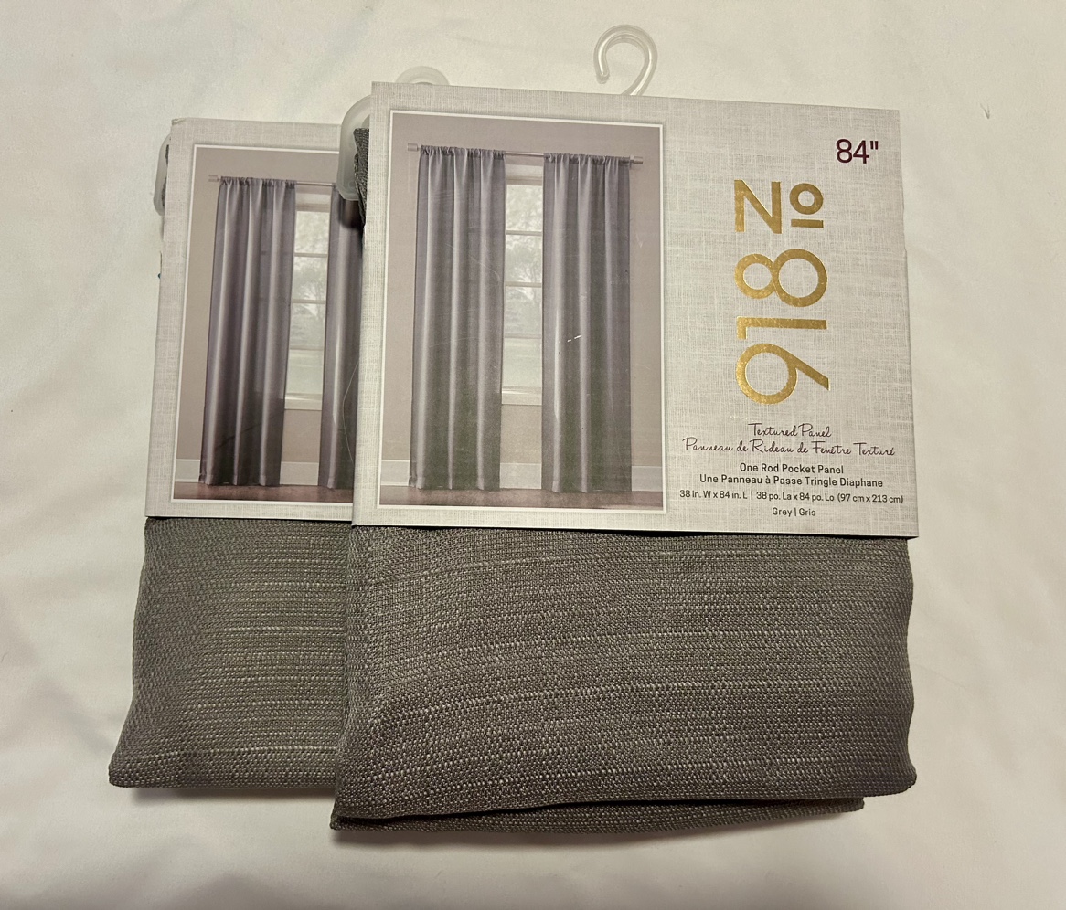 Grey Textured Curtain Panels - 84"