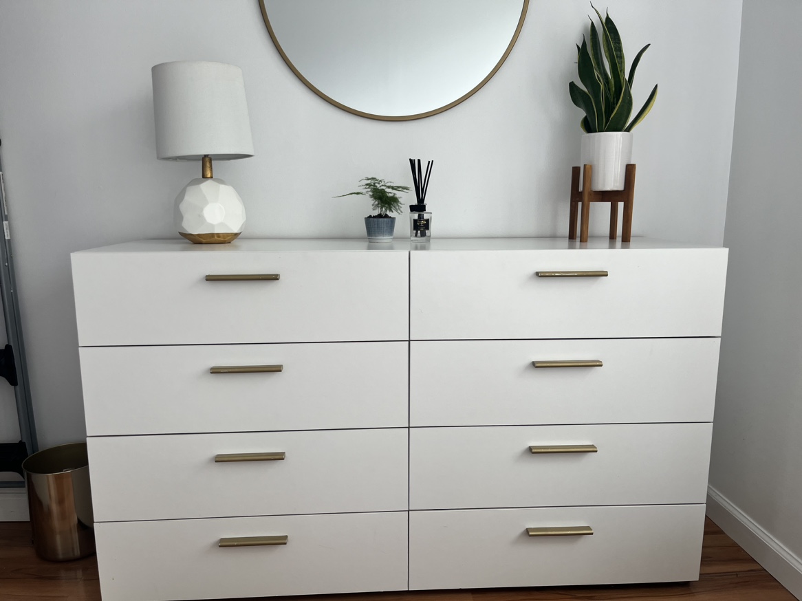 White Dresser with Gold Handles