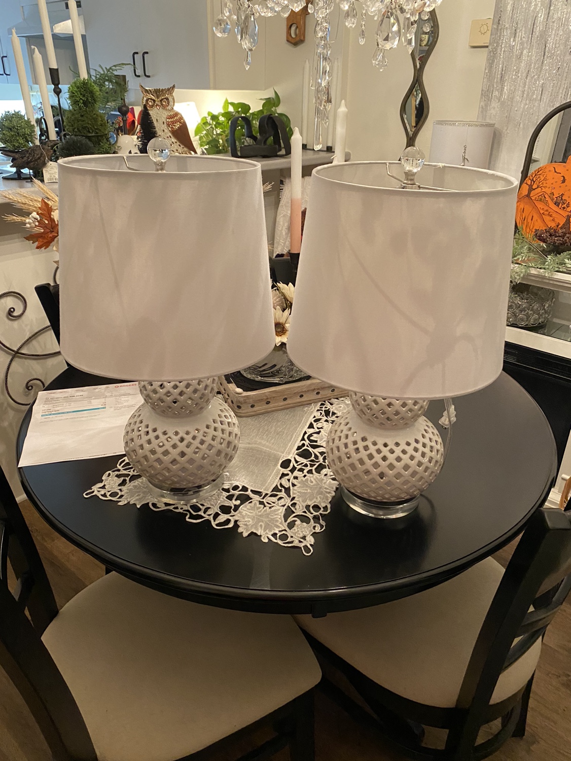Pair of White Table Lamps