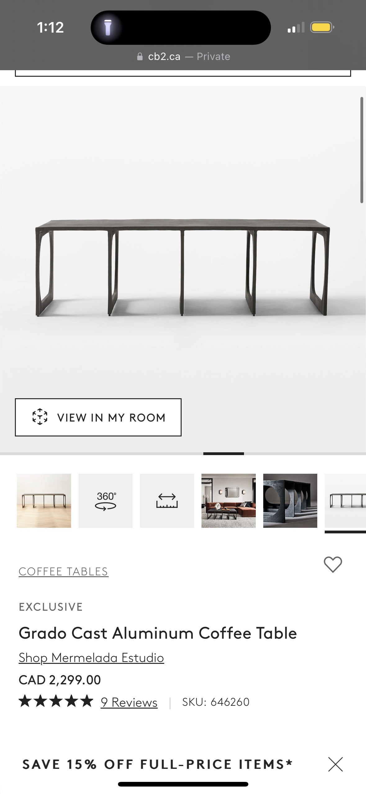 Grado Cast Aluminum Coffee Table - photo 4