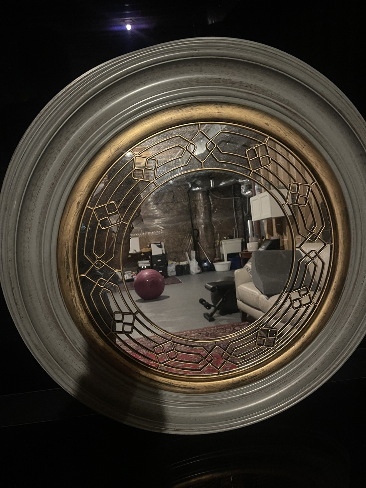 Round Mirror with Gold/ Teal Accents - photo 2