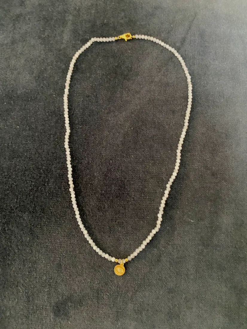 Genuine Moonstone Necklace with Gold Plated Eye Pendant image indicator(2)