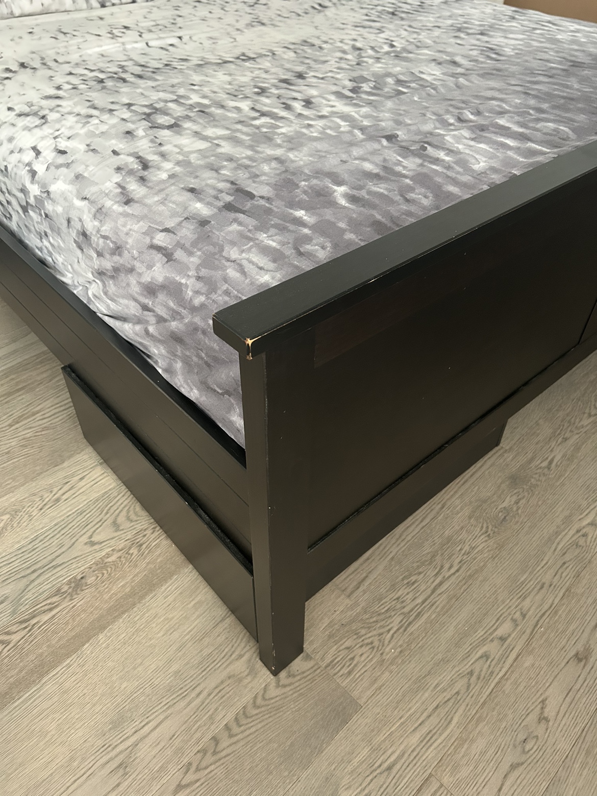 IKEA Hemnes Queen Black Bed with Two Storage Boxes - photo 3