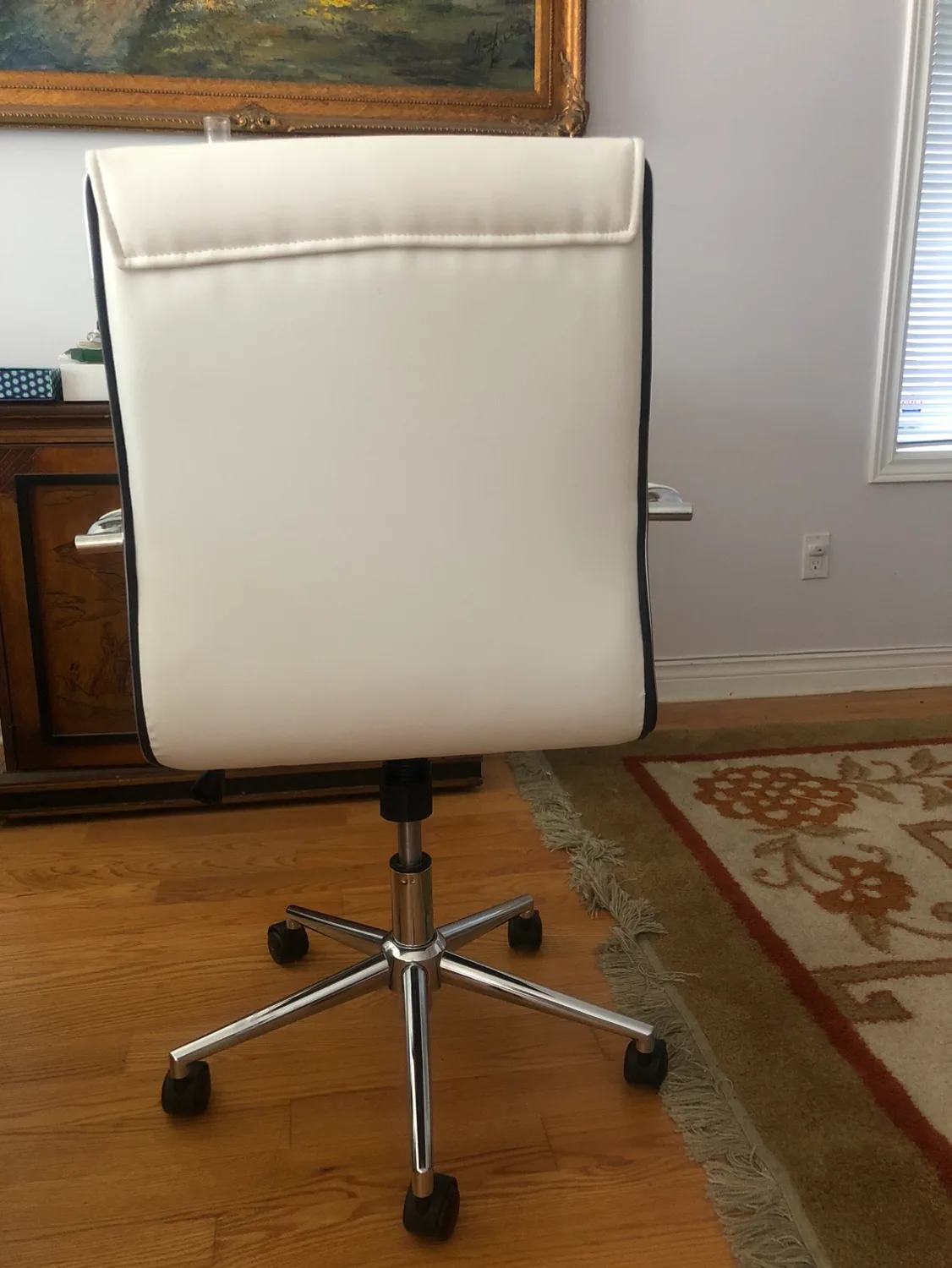 White Faux Leather Office Chair with Chrome Base image indicator(3)