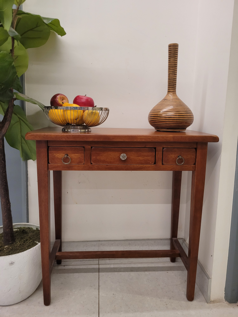 Rustic Solid Wood Console Entrway Table With 3 Storage Drawers - photo 3