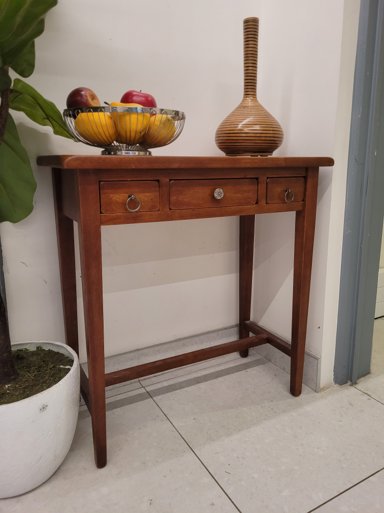 Rustic Solid Wood Console Entrway Table With 3 Storage Drawers - photo 4