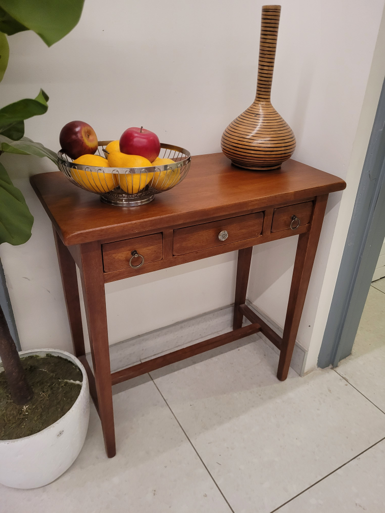Rustic Solid Wood Console Entrway Table With 3 Storage Drawers - photo 5