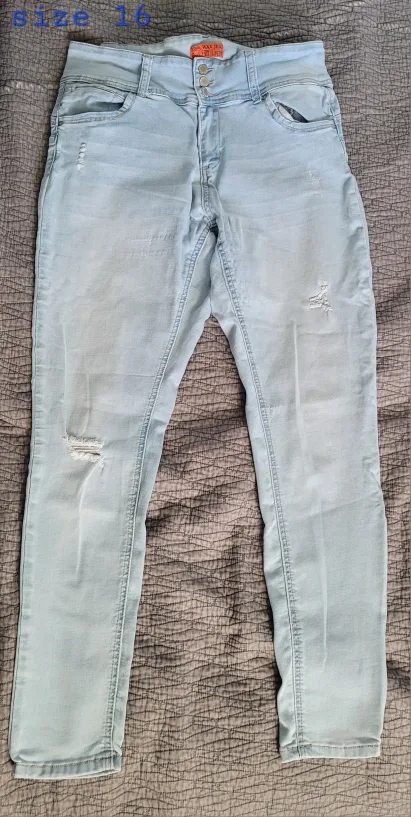 Light Blue Distressed jeans women size 16 thumbnail