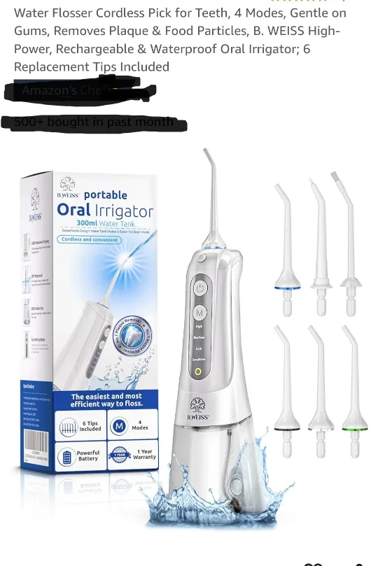 New Water Flosser Cordless Pick for Teeth, 4 Modes image indicator(2)