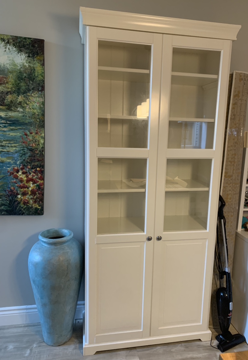 White Glass Door Cabinet