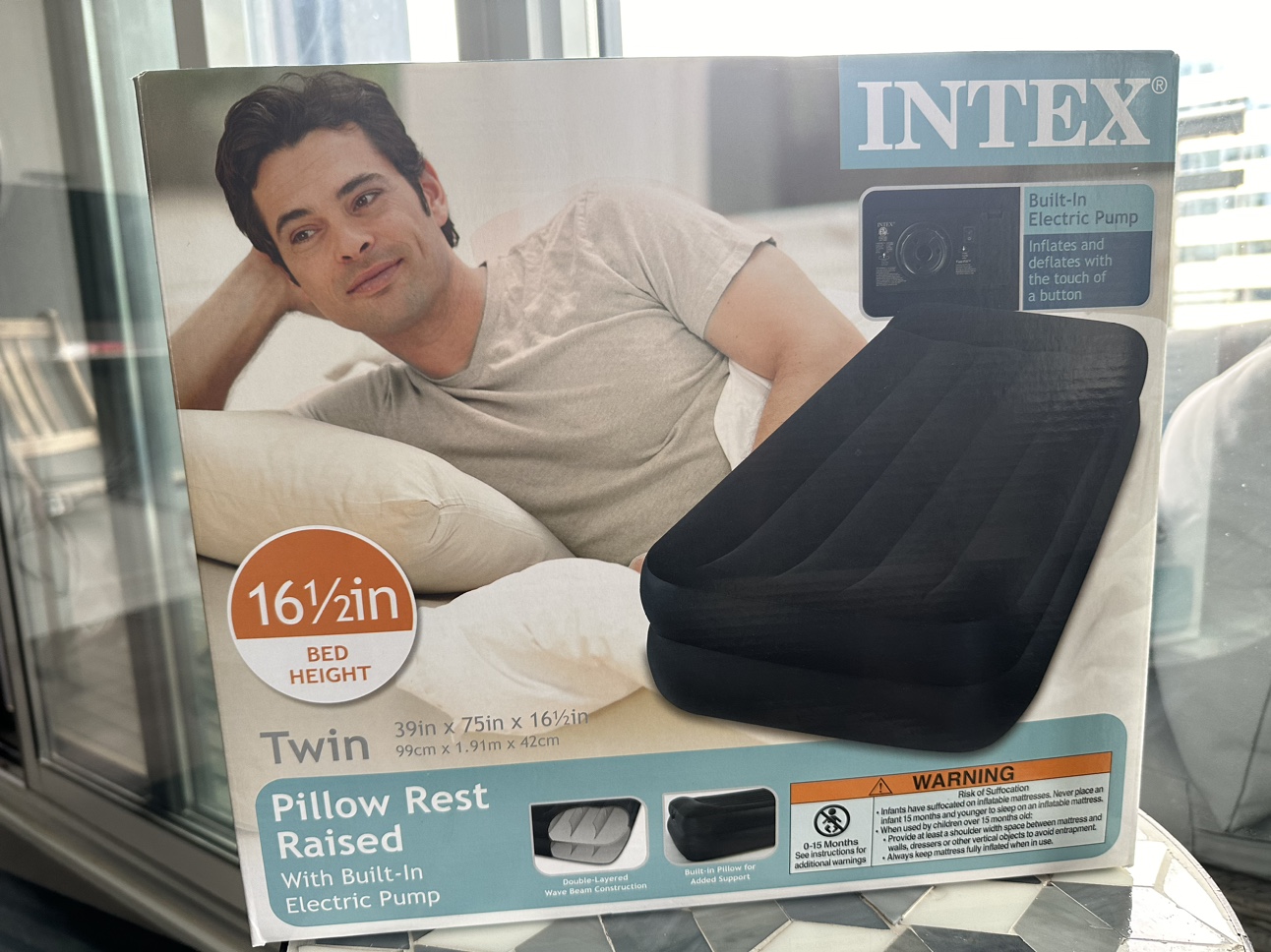 Twin Pillow Rest Raised Airbed with Electric Pump NEW