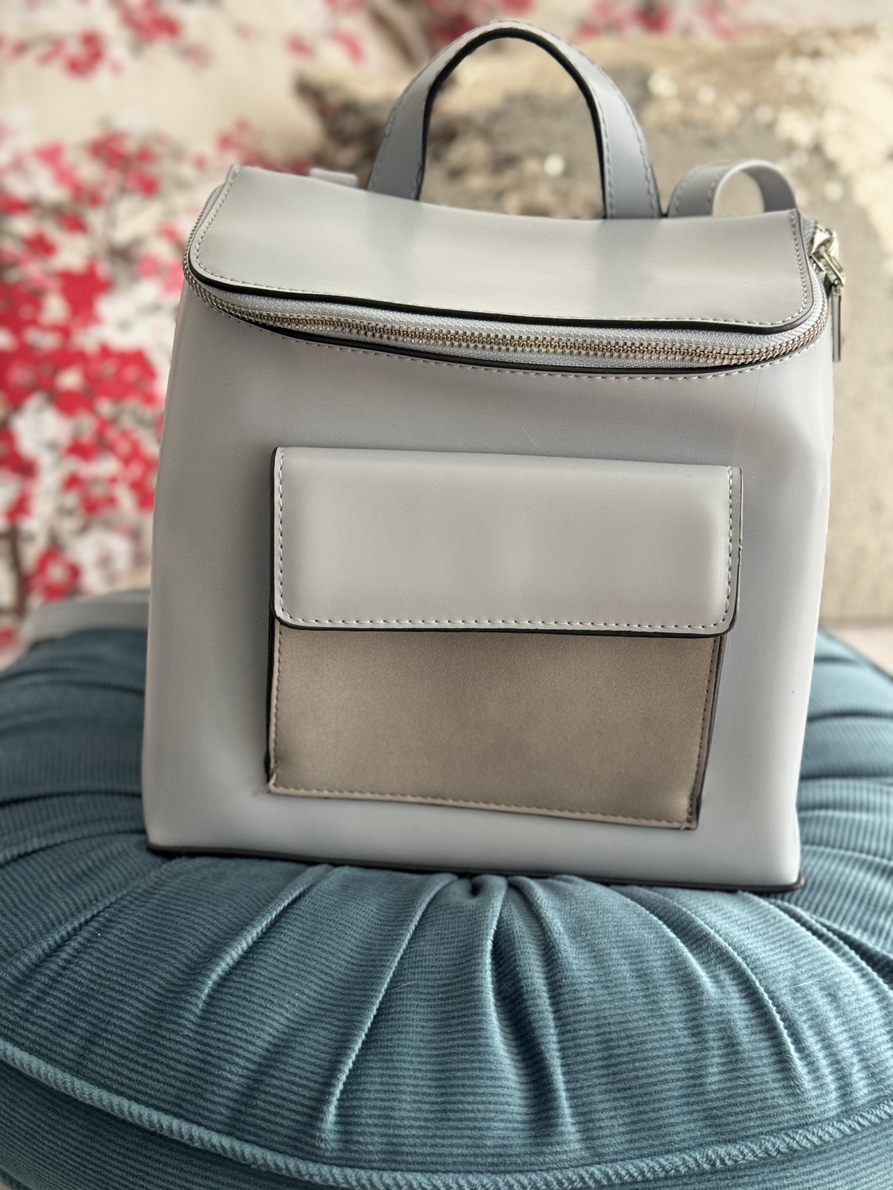 Light blue Leather Backpack